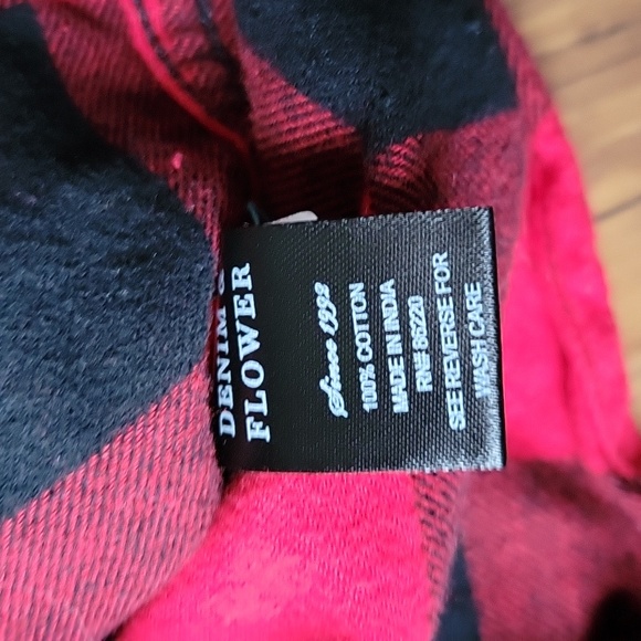 Denim and Flower Buffalo Plaid Button Down Boys Shirt - Picture 5 of 6